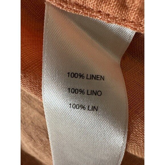 chicos linen shirt orange gold button down roll tab sleeves 100% linen size 2/ L - Picture 13 of 13